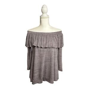 Anthropologie Dolan Left Coast Sz M Charla Off Shoulder Top Purple Ruffle Modal